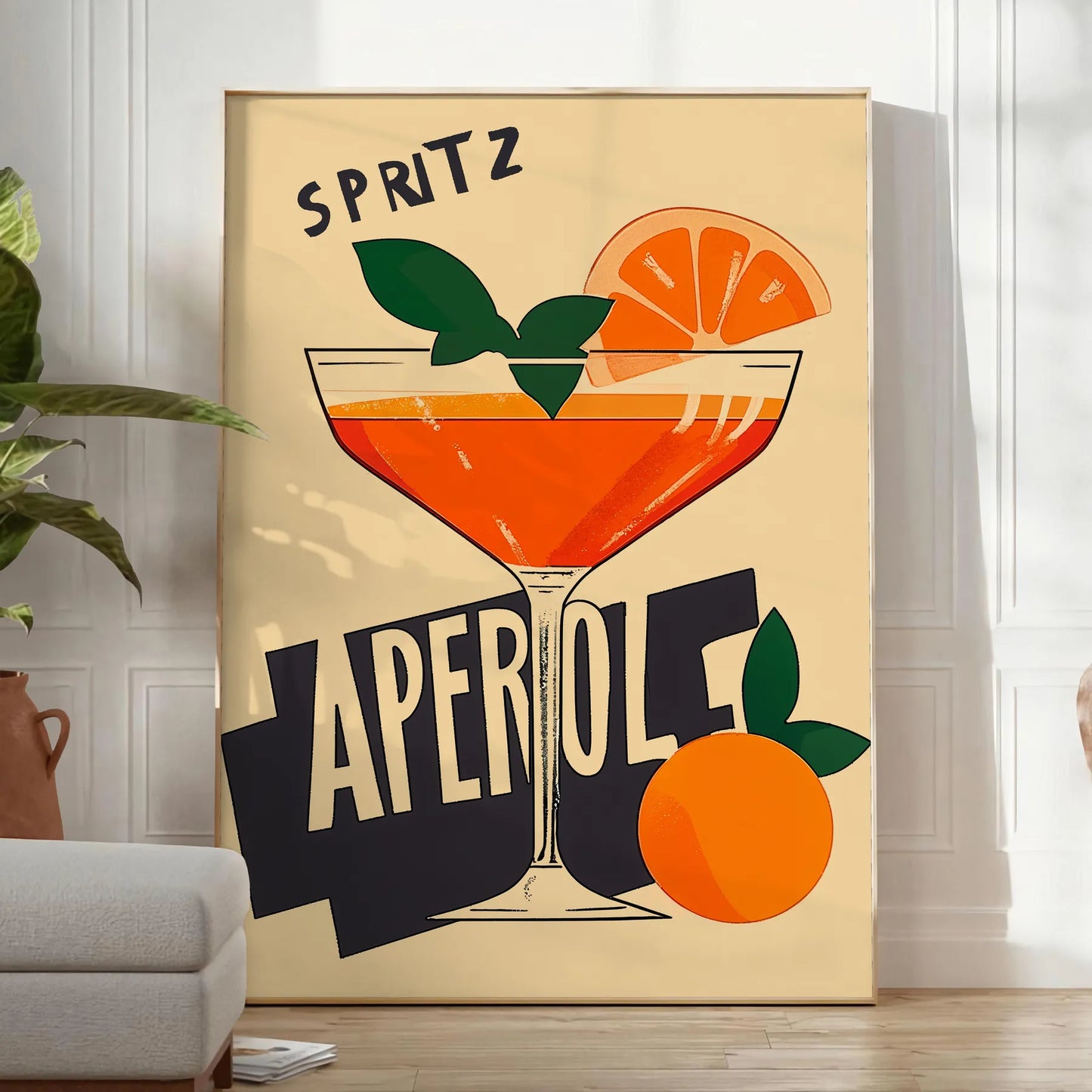 space vibrant Aperol 2 Cocktail poster orange brown hues essence perfect mix enthusiasts art lovers decor standout piece available