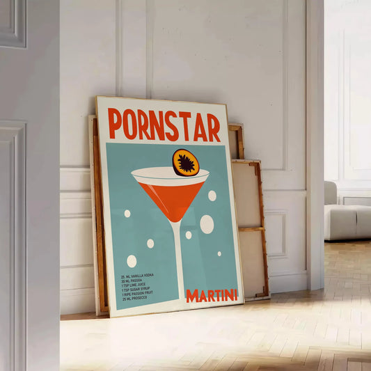 space stunning pornstar martini cocktail poster vibrant green rich brown tones sophisticated touch enthusiasts home decorators various print sizes A4 cm A0