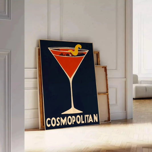 space vibrant Cosmopolitan Cocktail poster stunning blend orange gray hues splash style room essence chic sophistication sizes A4 cm A0